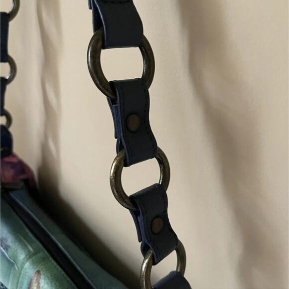 Anuschka Sea Life sea turtle fish hand painted leather shoulder bag Purse new - Picture 12 of 16